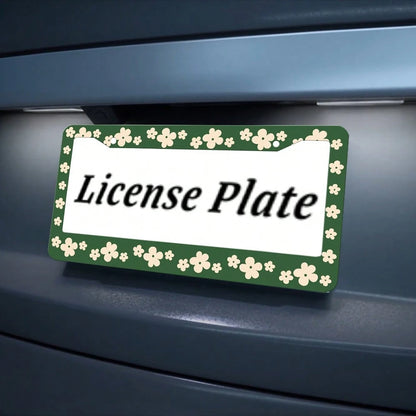 2PC Green License Plate Frame,Flower, Cartoon License Plate Holder, Front License Plate Cover, License Plate Holder, Interesting License Plate Frame, Car License Plate Accessories, Universal License P