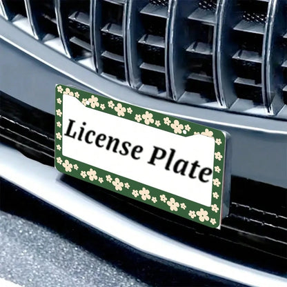 2PC Green License Plate Frame,Flower, Cartoon License Plate Holder, Front License Plate Cover, License Plate Holder, Interesting License Plate Frame, Car License Plate Accessories, Universal License P