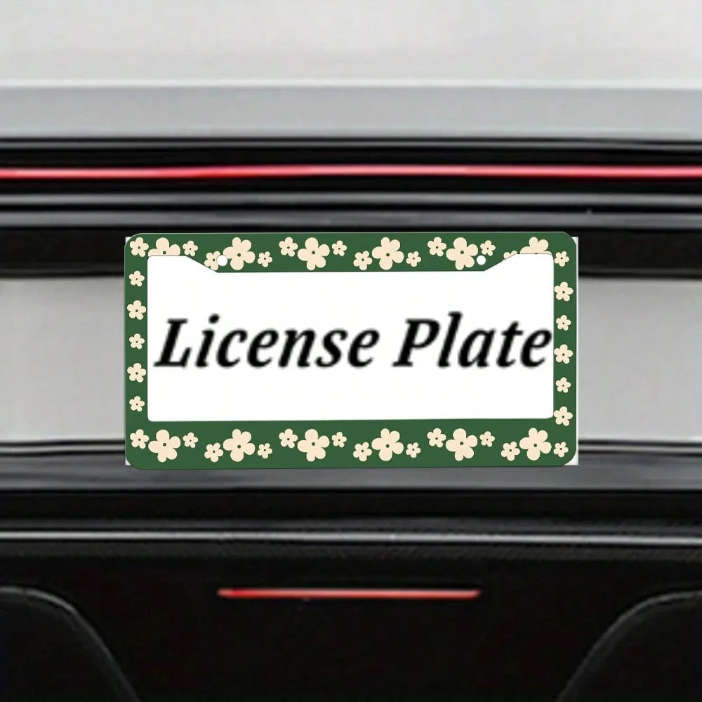 2PC Green License Plate Frame,Flower, Cartoon License Plate Holder, Front License Plate Cover, License Plate Holder, Interesting License Plate Frame, Car License Plate Accessories, Universal License P