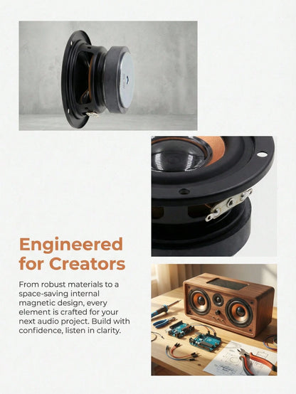 2pcs 2-Inch Magnetic Speaker Parts, Touch Panel Control Coaxial Connector, DIY Audio Speakers, Mini Speaker PU Leather Case, Black And Orange Stereo Audio Output