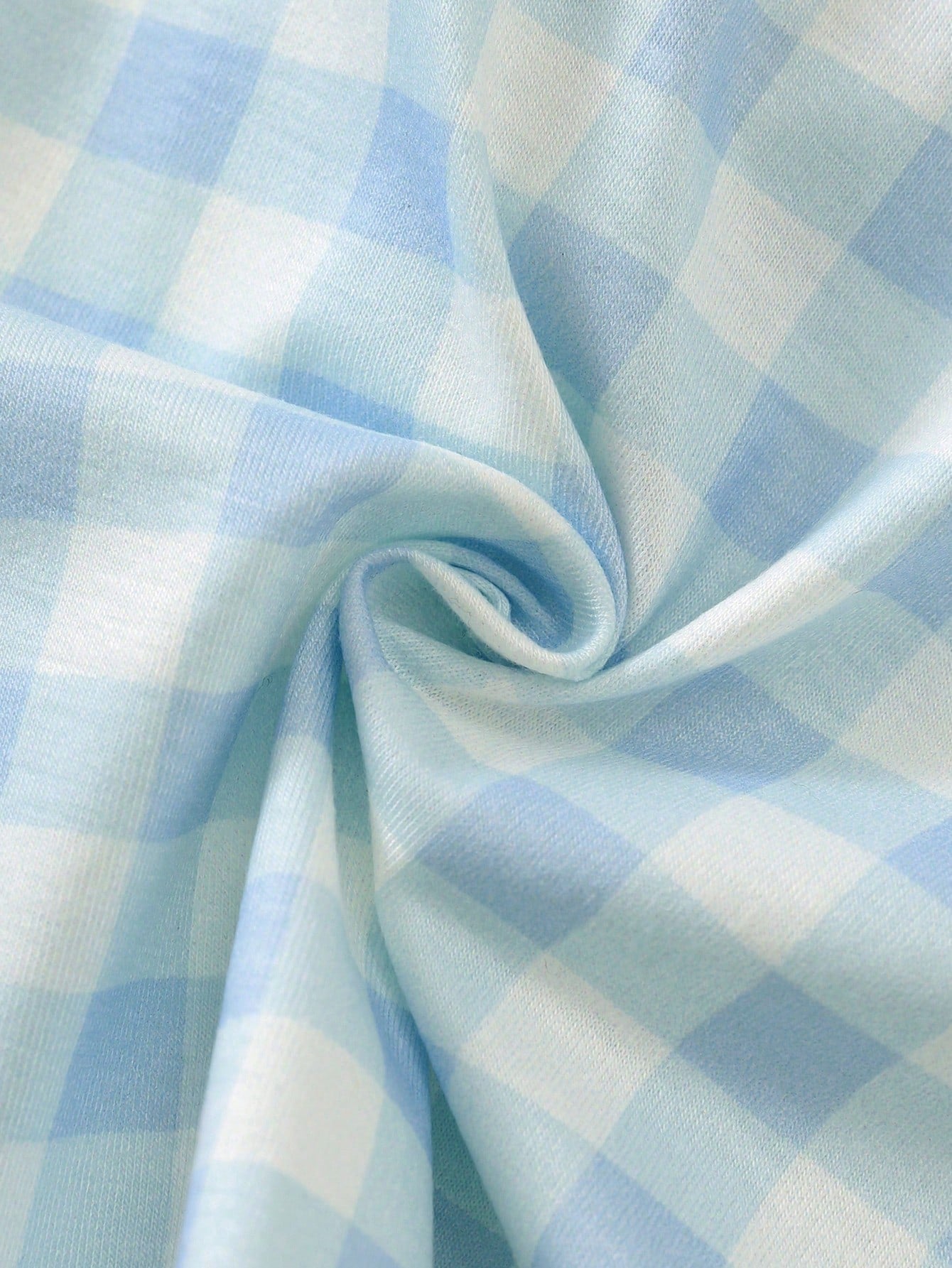 2pcs Baby Boy Baby Girl Blue And White Cute Plaid Pattern Short Sleeve Collar Open Front Top Elastic Waist Long Pants Two Pieces Set Plaid Pajama Set Loungewear Suitable For Spring And Summer