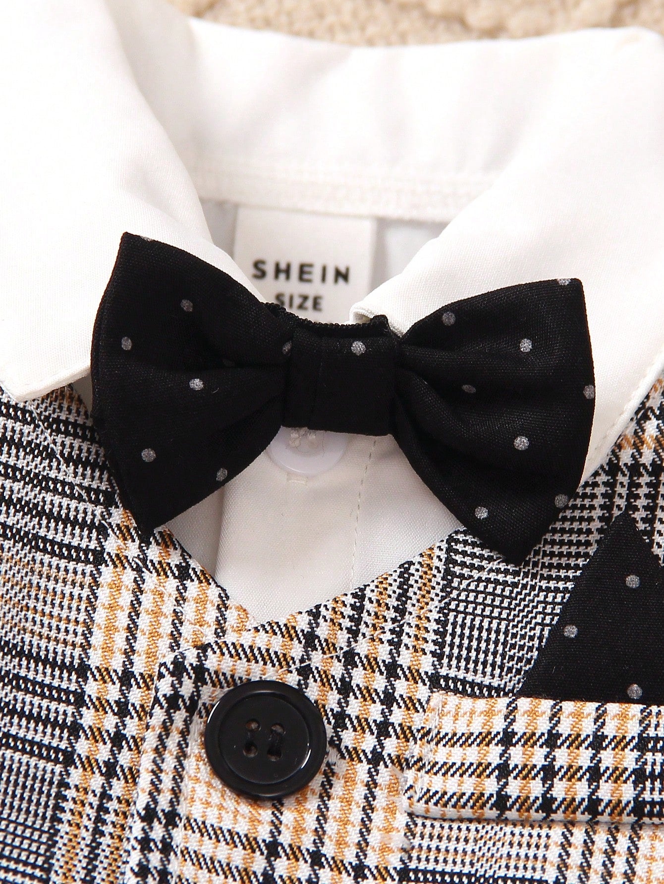 2pcs Baby Boy English Style Elegant White Plaid Vest & Pants Suit,Dapper Bow Tie Formal Wedding Party Outfit,Birthday Christening Holiday Set