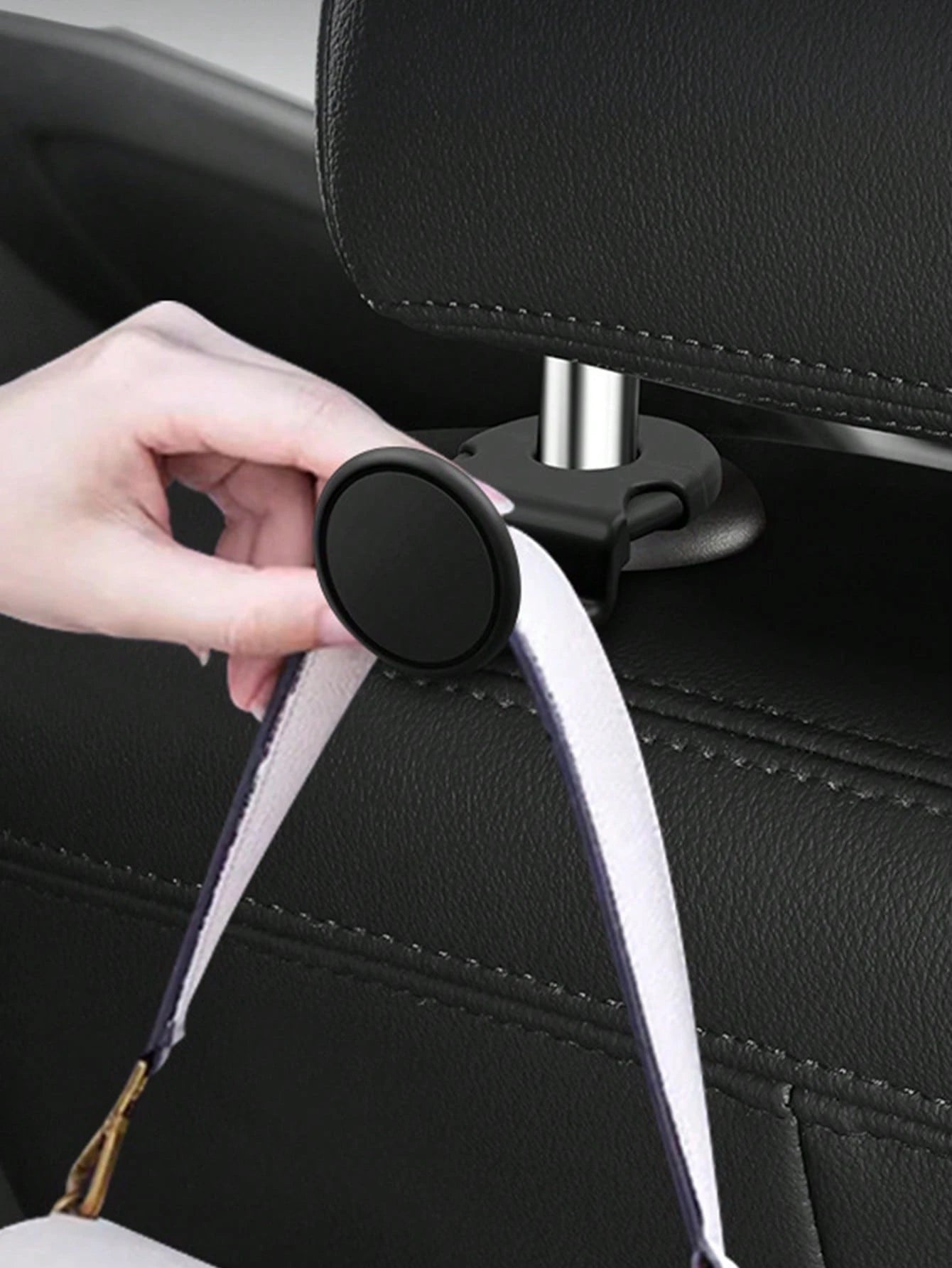 2pcs Black ABS Car Seat Back Hooks, Vehicle Interior Accessories, Car Seat Storage Hanger