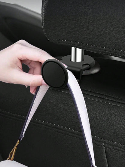 2pcs Black ABS Car Seat Back Hooks, Vehicle Interior Accessories, Car Seat Storage Hanger