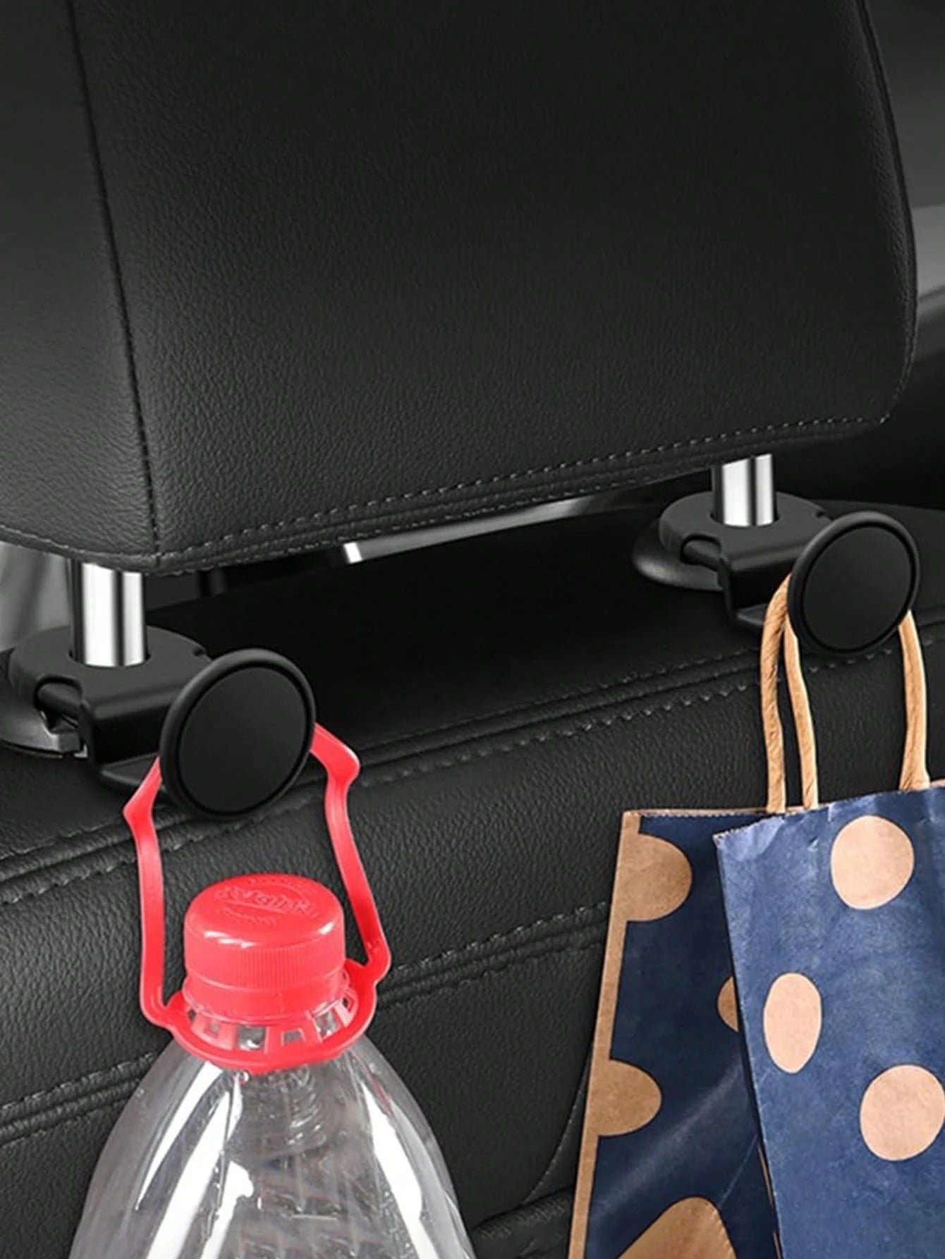 2pcs Black ABS Car Seat Back Hooks, Vehicle Interior Accessories, Car Seat Storage Hanger
