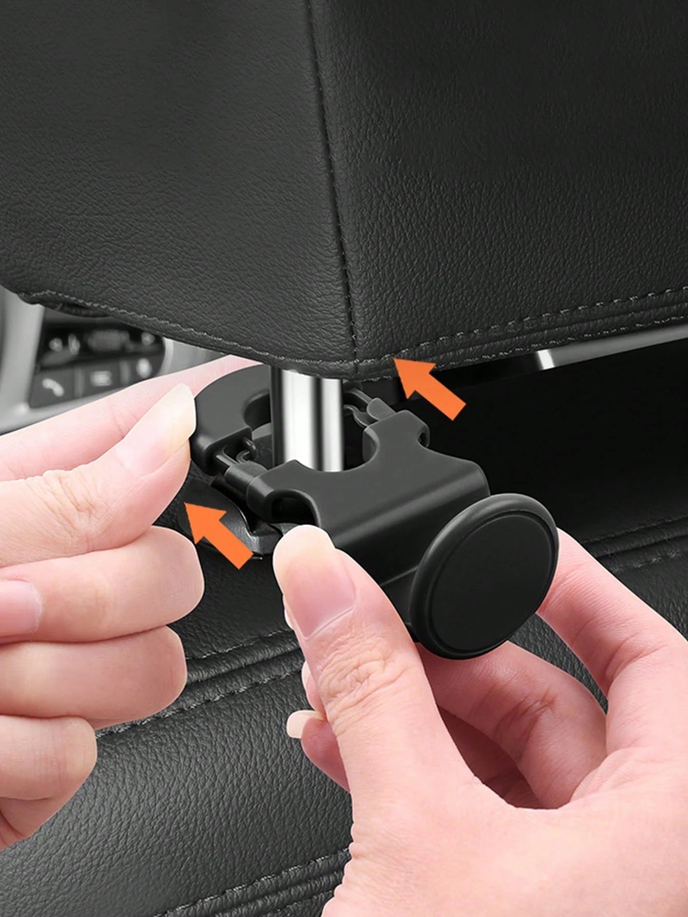 2pcs Black ABS Car Seat Back Hooks, Vehicle Interior Accessories, Car Seat Storage Hanger