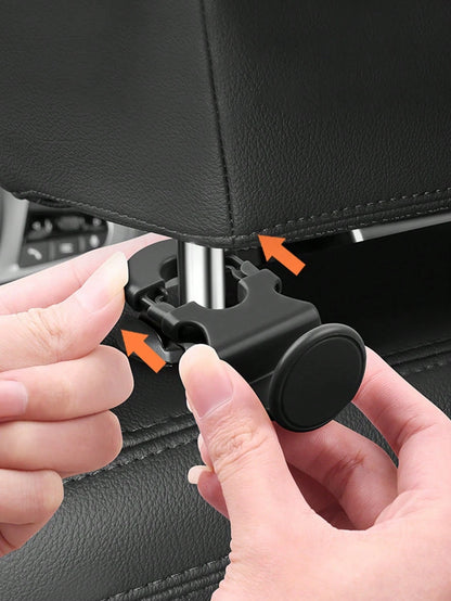 2pcs Black ABS Car Seat Back Hooks, Vehicle Interior Accessories, Car Seat Storage Hanger