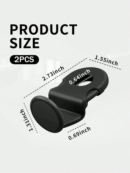 2pcs Black ABS Car Seat Back Hooks, Vehicle Interior Accessories, Car Seat Storage Hanger