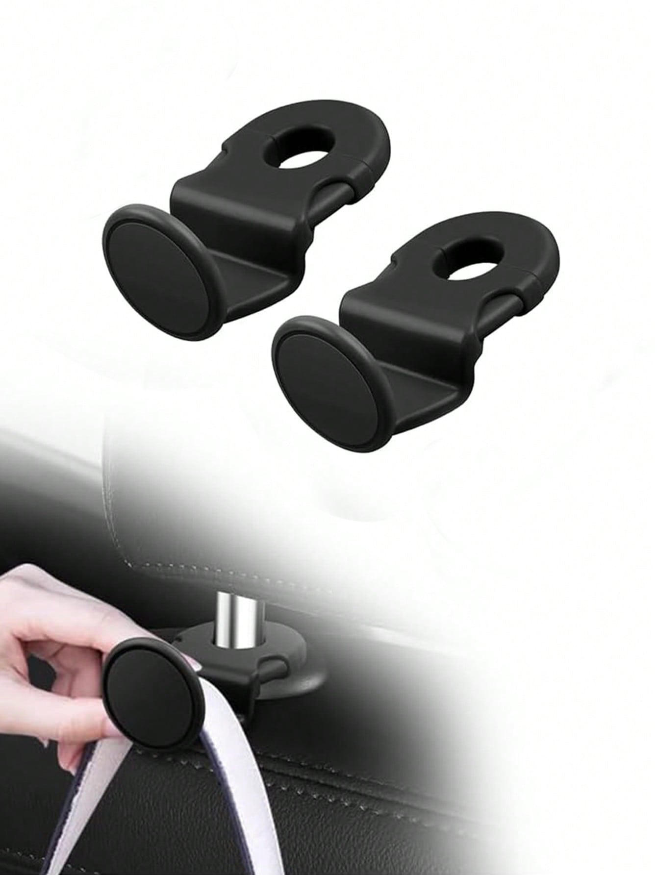 2pcs Black ABS Car Seat Back Hooks, Vehicle Interior Accessories, Car Seat Storage Hanger
