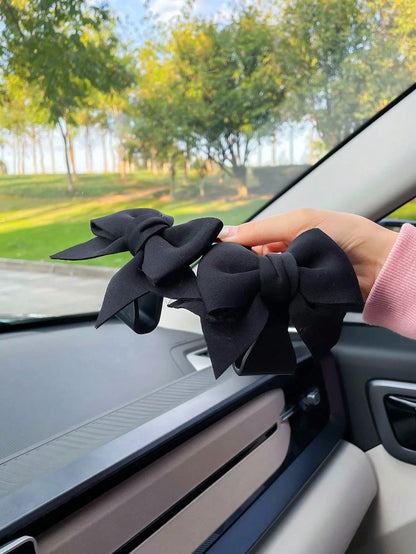 2pcs Black Bowknot Car Hooks, Creative Car Interior Accessories, Car Seat Back Hooks, Multifunctional Storage Hanger