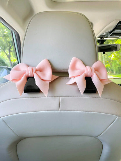 2pcs Black Bowknot Car Hooks, Creative Car Interior Accessories, Car Seat Back Hooks, Multifunctional Storage Hanger