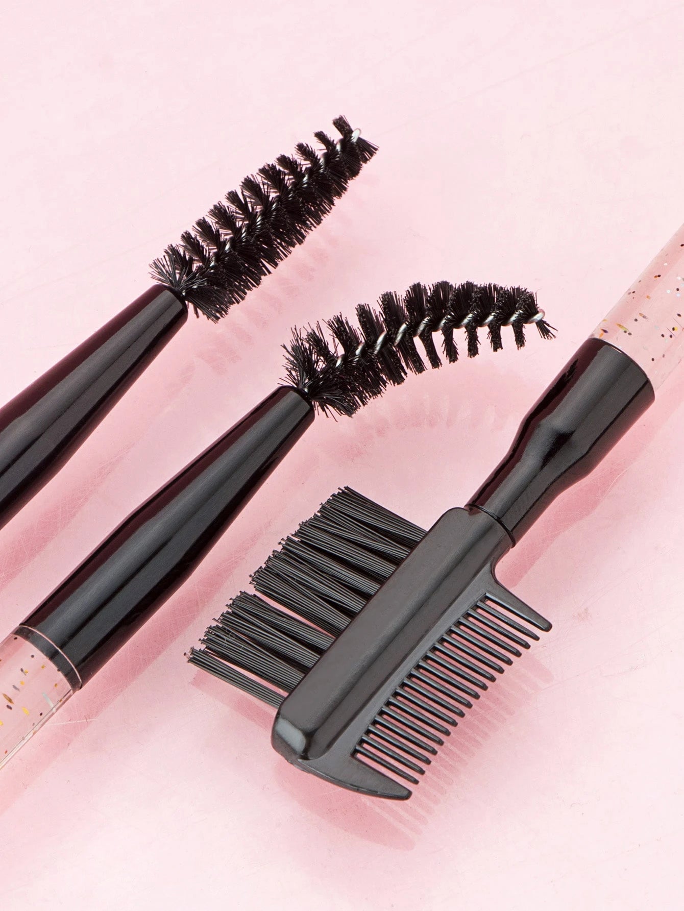 2pcs Black Transparent Handle Double-Ended Eyebrow Comb & Eyelash Brush, Multi-Purpose Makeup Brush,Eyebrow Brush,Eyeshadow Brush,Spoolie,Spoolie Brush,Giveaways