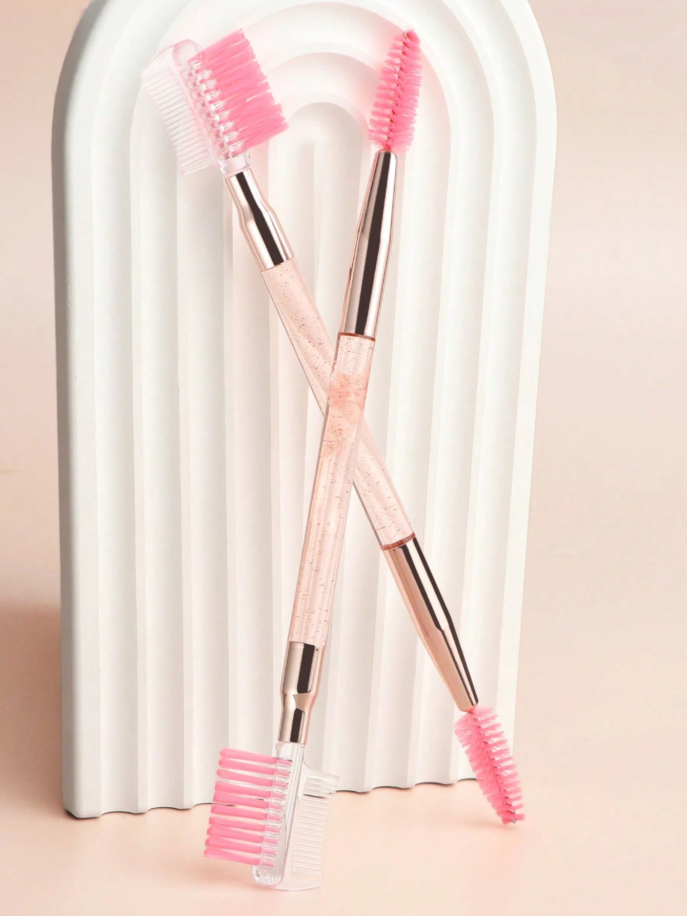 2pcs Black Transparent Handle Double-Ended Eyebrow Comb & Eyelash Brush, Multi-Purpose Makeup Brush,Eyebrow Brush,Eyeshadow Brush,Spoolie,Spoolie Brush,Giveaways