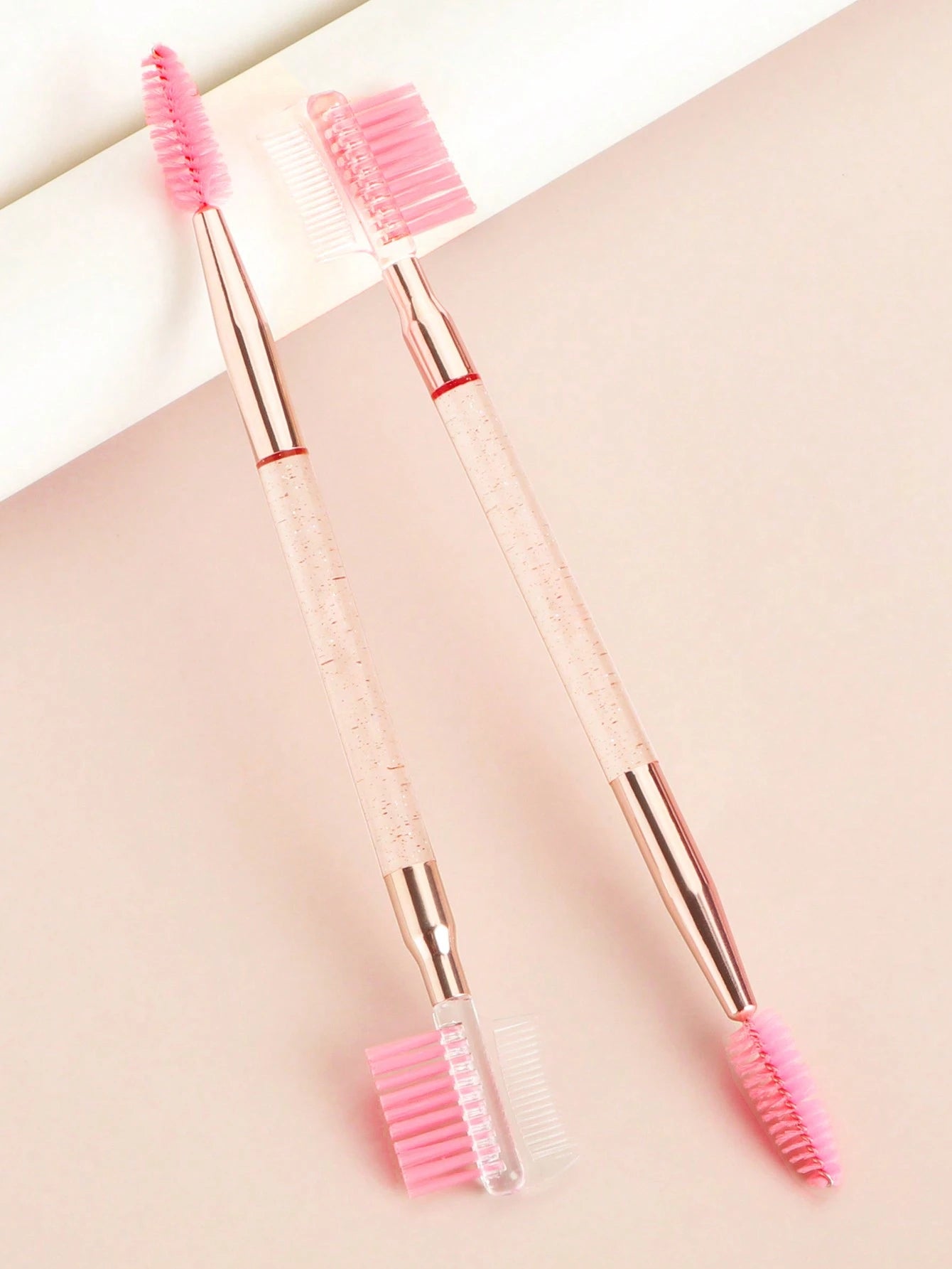 2pcs Black Transparent Handle Double-Ended Eyebrow Comb & Eyelash Brush, Multi-Purpose Makeup Brush,Eyebrow Brush,Eyeshadow Brush,Spoolie,Spoolie Brush,Giveaways