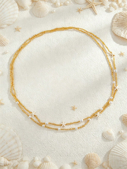 2Pcs Boho Beaded Waist Chain Set, Minimalist Gold & Multicolor Bead Belly Chain, Women Summer Beach Body Jewelry
