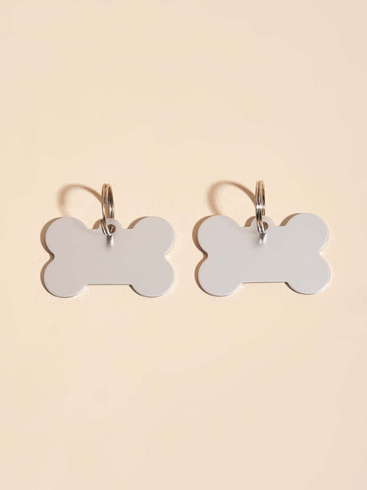 2pcs Bone Shaped Pet ID Tag, Engraved Name Tag, Slide On ID Tags