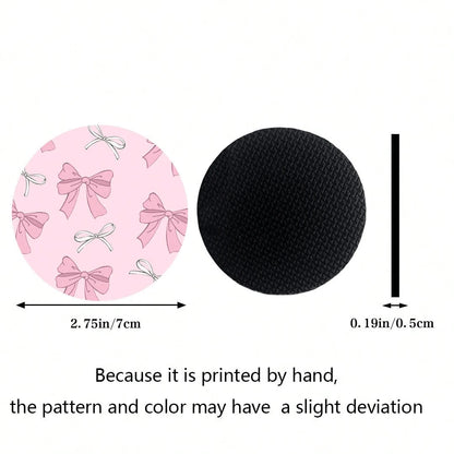 2pcs Bowknot Leopard Print Car Cup Holder Coasters, Non-Slip Shock-Absorbing Universal Fashion Car Cup Coasters, Interior Accessories, Party Gift