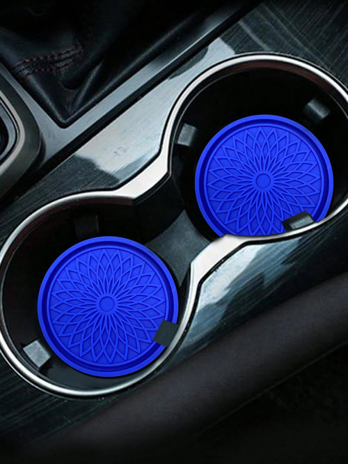 2pcs Car Cup Holder Coasters With 3d Flower Pattern, Non-slip Cup Mat For Center Console