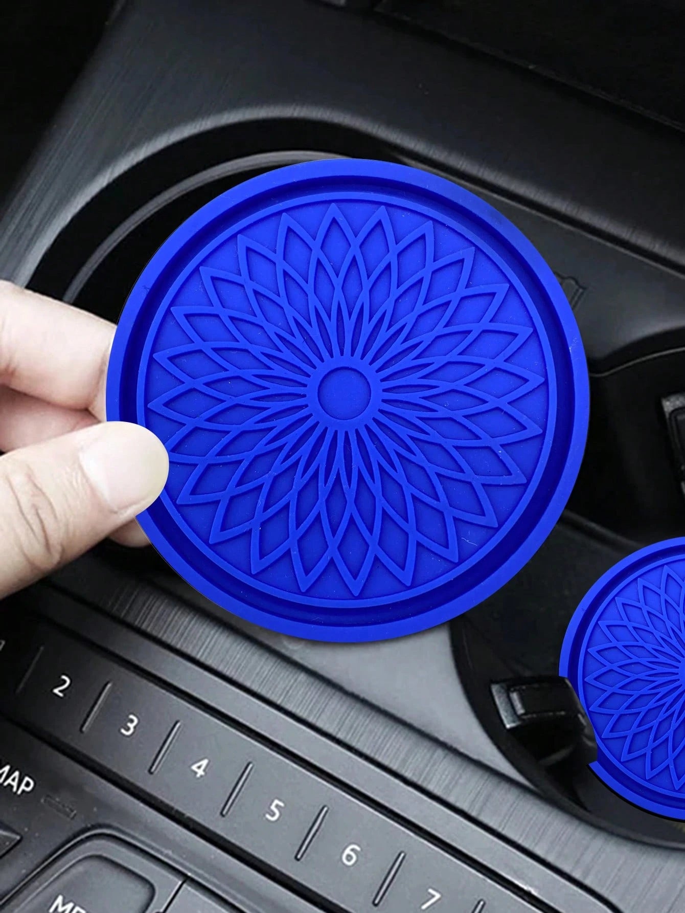 2pcs Car Cup Holder Coasters With 3d Flower Pattern, Non-slip Cup Mat For Center Console