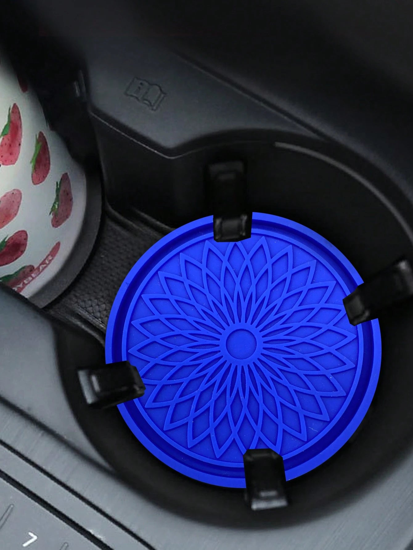 2pcs Car Cup Holder Coasters With 3d Flower Pattern, Non-slip Cup Mat For Center Console