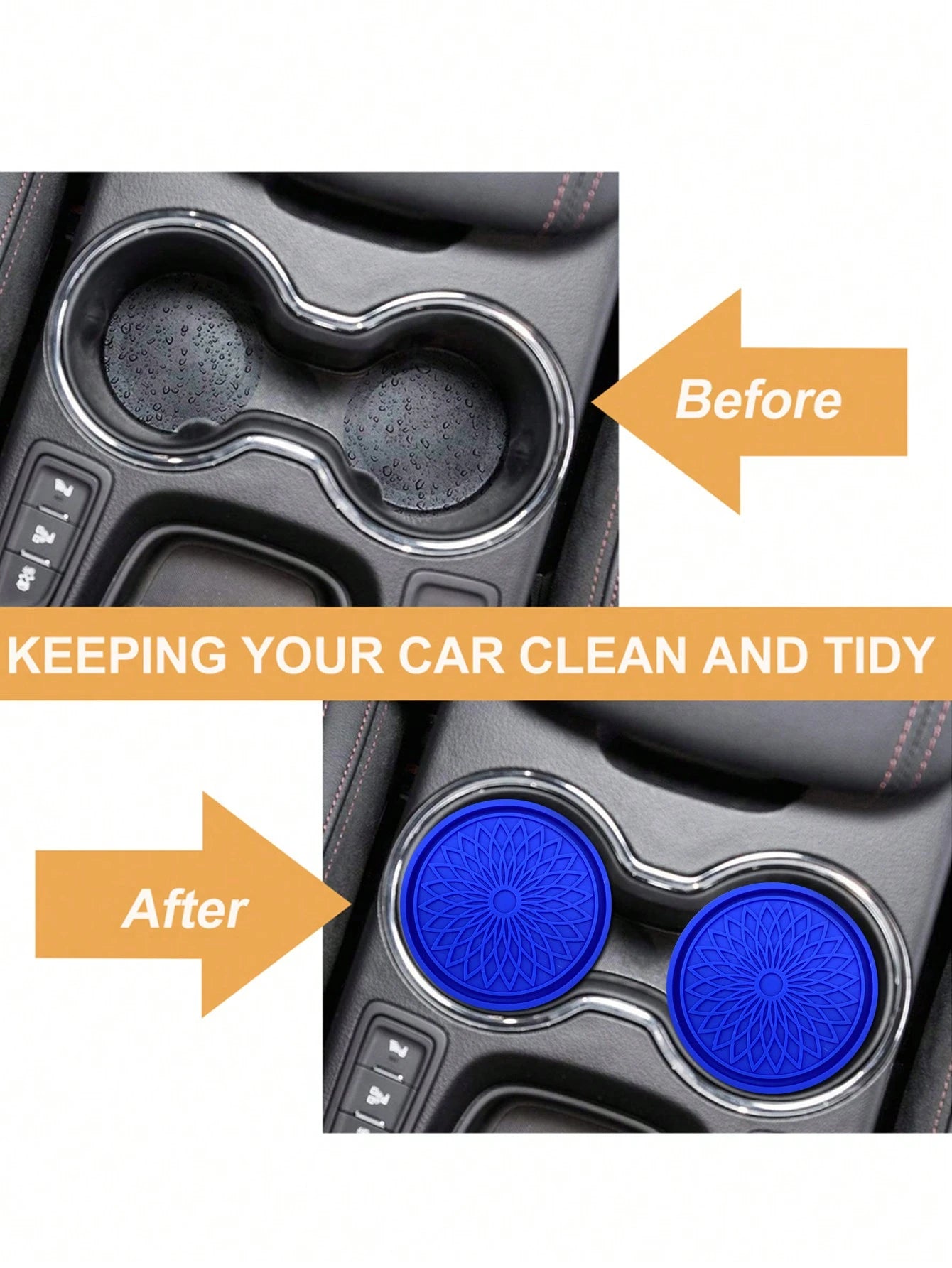 2pcs Car Cup Holder Coasters With 3d Flower Pattern, Non-slip Cup Mat For Center Console