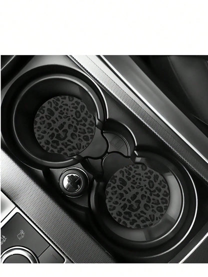 2pcs Car Cup Holder Mats, Non-Slip Car Interior Decor, Leopard Print Cup Holder Inserts, Enhance Car Interior Quality, Great Gift