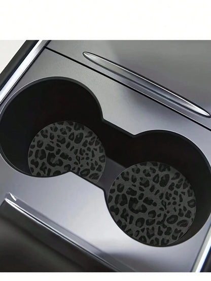 2pcs Car Cup Holder Mats, Non-Slip Car Interior Decor, Leopard Print Cup Holder Inserts, Enhance Car Interior Quality, Great Gift