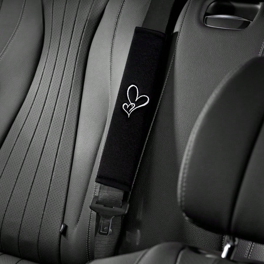 2pcs Car Embroidered Shoulder Pads, Safety Belt Shoulder Covers, Comfortable For Driver And Passenger All Season, Durable Safety Belt Accessories, Suitable For Valentine's Day Gift, Car Interior Acces