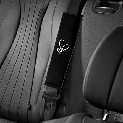 2pcs Car Embroidered Shoulder Pads, Safety Belt Shoulder Covers, Comfortable For Driver And Passenger All Season, Durable Safety Belt Accessories, Suitable For Valentine's Day Gift, Car Interior Acces