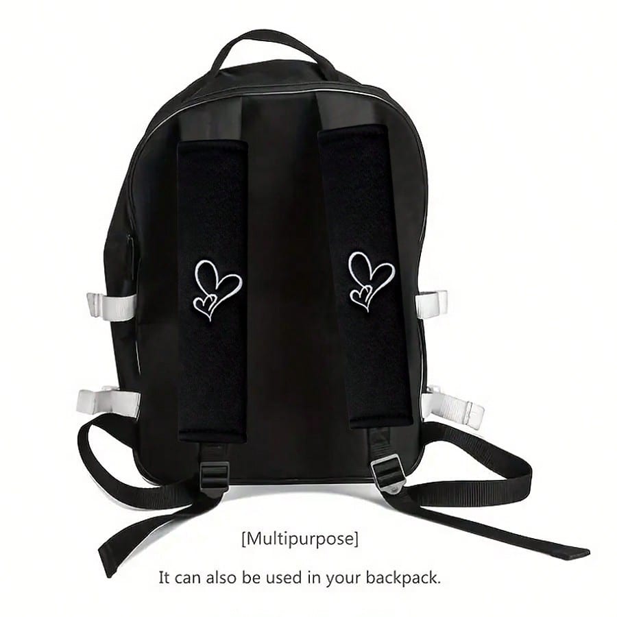 2pcs Car Embroidered Shoulder Pads, Safety Belt Shoulder Covers, Comfortable For Driver And Passenger All Season, Durable Safety Belt Accessories, Suitable For Valentine's Day Gift, Car Interior Acces