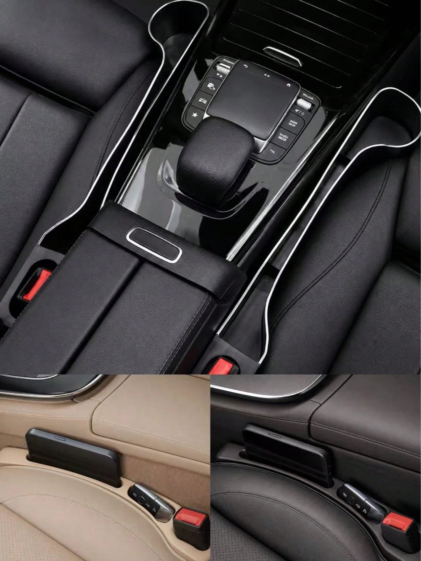 2pcs Car Seat Gap Filler, Side Gap Storage Box Between Seat And Center Console, Anti-Drop Seat Gap Filler Strip, Non-Slip Anti-Leak Gap Filler, Suitable For Phone, Keys, Coins, Universal Fit For Car