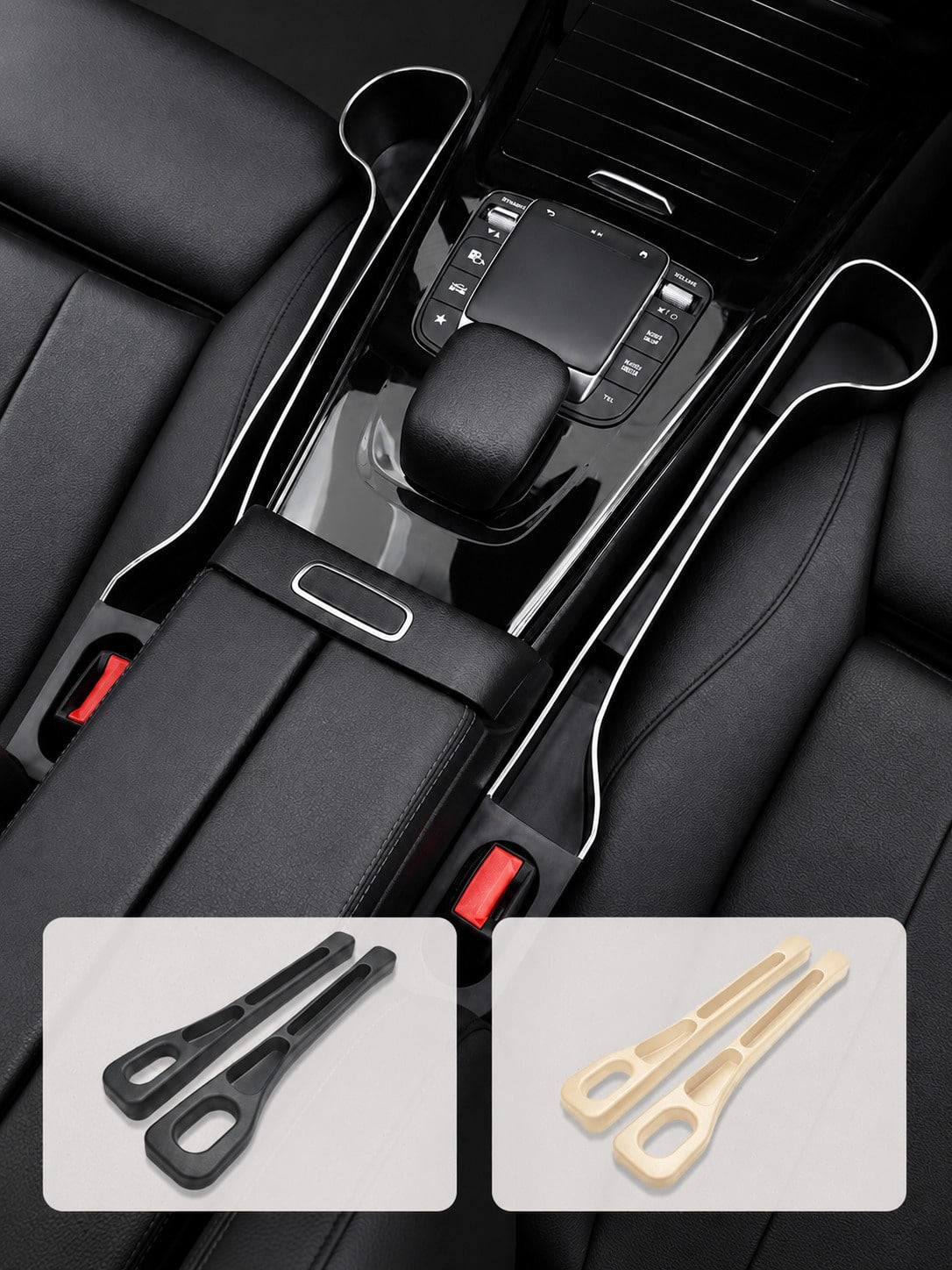 2pcs Car Seat Gap Filler, Side Gap Storage Box Between Seat And Center Console, Anti-Drop Seat Gap Filler Strip, Non-Slip Anti-Leak Gap Filler, Suitable For Phone, Keys, Coins, Universal Fit For Car