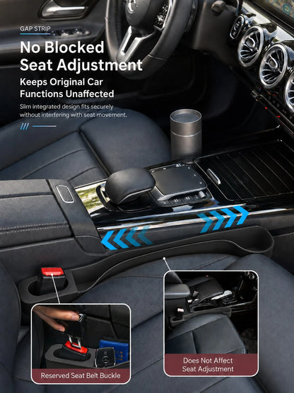 2pcs Car Seat Gap Filler, Side Gap Storage Box Between Seat And Center Console, Anti-Drop Seat Gap Filler Strip, Non-Slip Anti-Leak Gap Filler, Suitable For Phone, Keys, Coins, Universal Fit For Car
