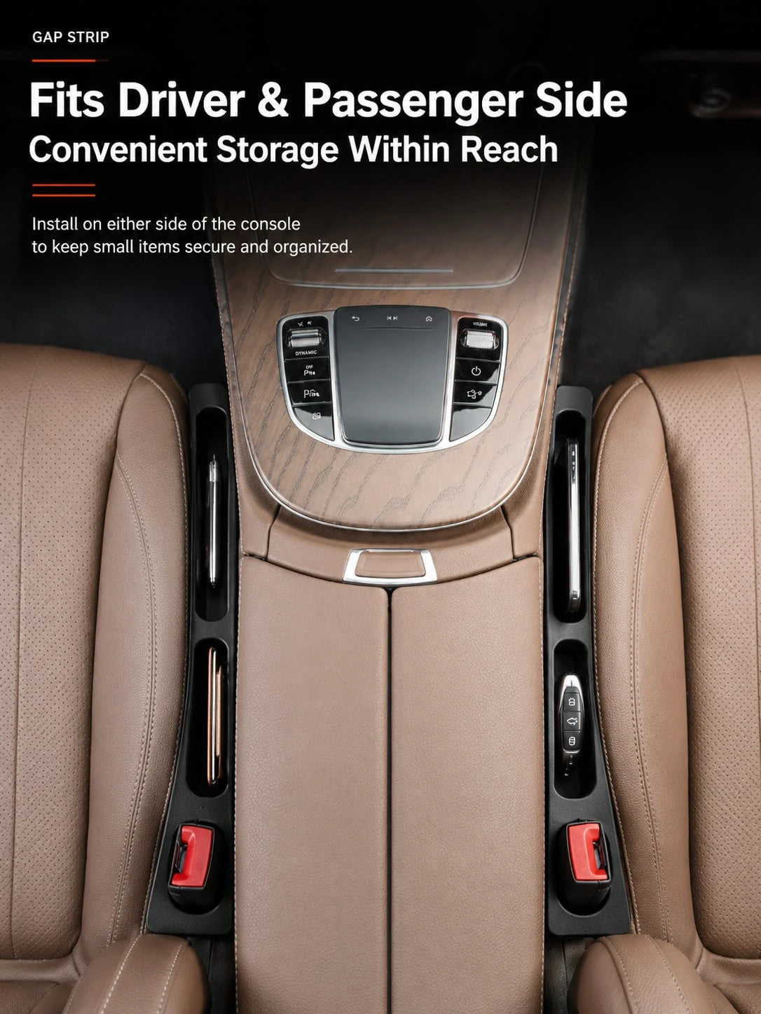 2pcs Car Seat Gap Filler, Side Gap Storage Box Between Seat And Center Console, Anti-Drop Seat Gap Filler Strip, Non-Slip Anti-Leak Gap Filler, Suitable For Phone, Keys, Coins, Universal Fit For Car