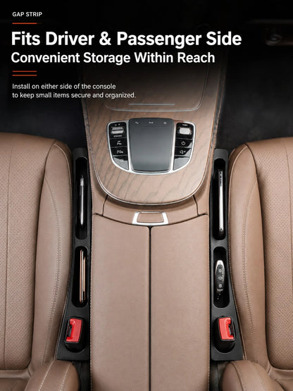 2pcs Car Seat Gap Filler, Side Gap Storage Box Between Seat And Center Console, Anti-Drop Seat Gap Filler Strip, Non-Slip Anti-Leak Gap Filler, Suitable For Phone, Keys, Coins, Universal Fit For Car