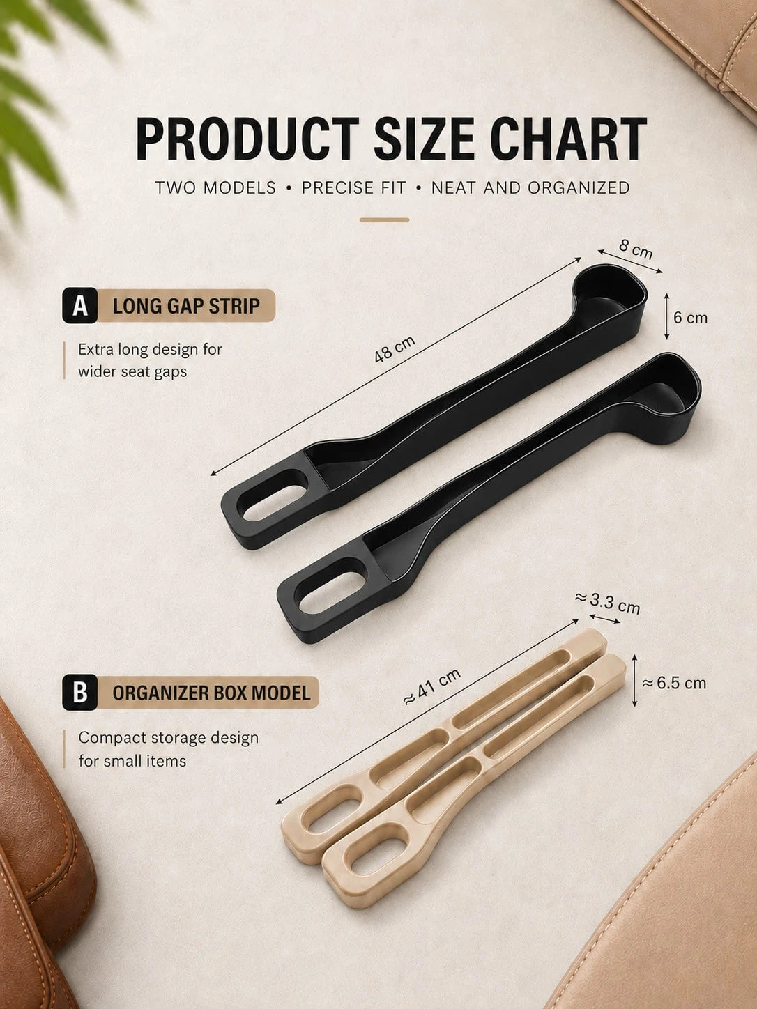 2pcs Car Seat Gap Filler, Side Gap Storage Box Between Seat And Center Console, Anti-Drop Seat Gap Filler Strip, Non-Slip Anti-Leak Gap Filler, Suitable For Phone, Keys, Coins, Universal Fit For Car