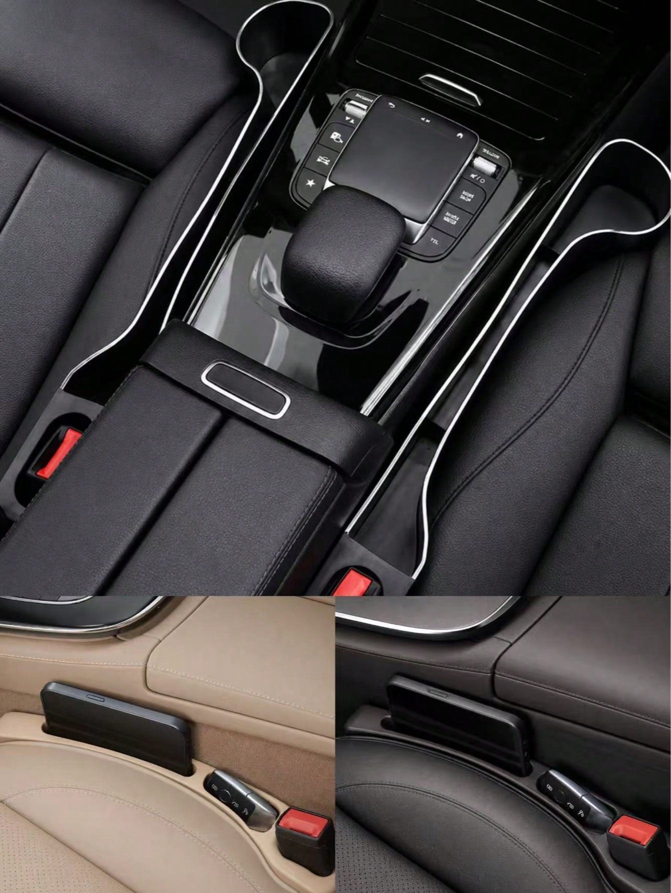 2pcs Car Seat Gap Filler, Side Gap Storage Box Between Seat And Center Console, Anti-Drop Seat Gap Filler Strip, Non-Slip Anti-Leak Gap Filler, Suitable For Phone, Keys, Coins, Universal Fit For Car