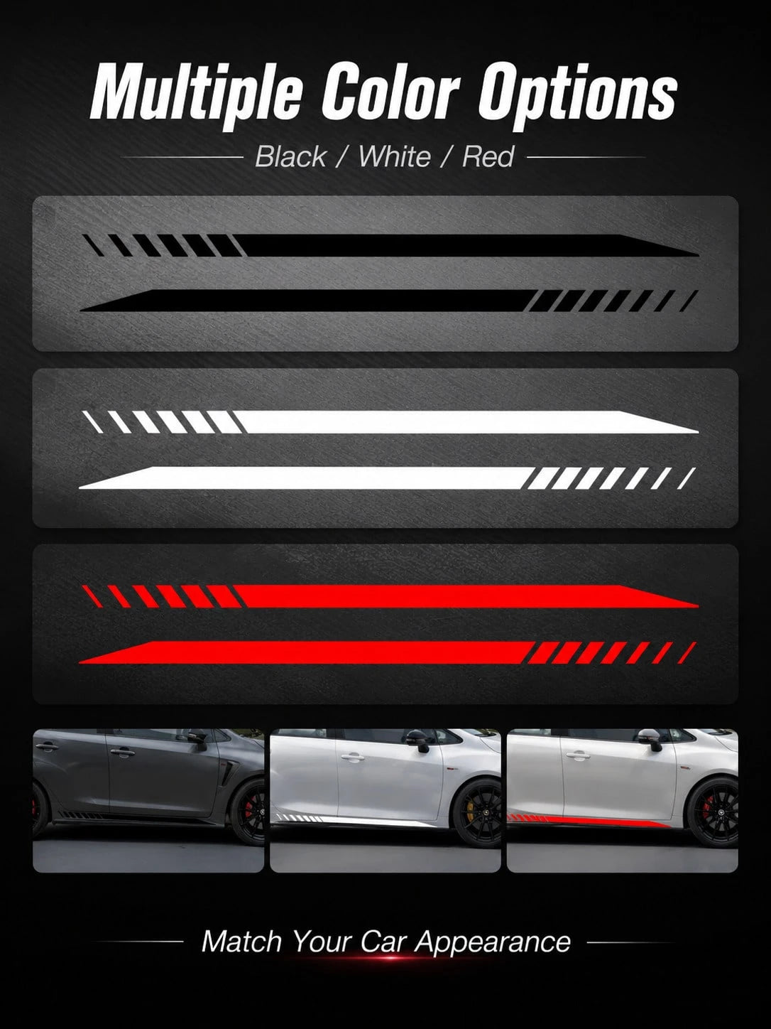 2pcs Car Stickers, Car Side Skirt Decals, Racing Stripe Stickers, High-End Multi-Color Options; Waterproof And Not Easy To Fall Off, Sunscreen Does Not Fade, Effectively Block Scratches; Suitable For