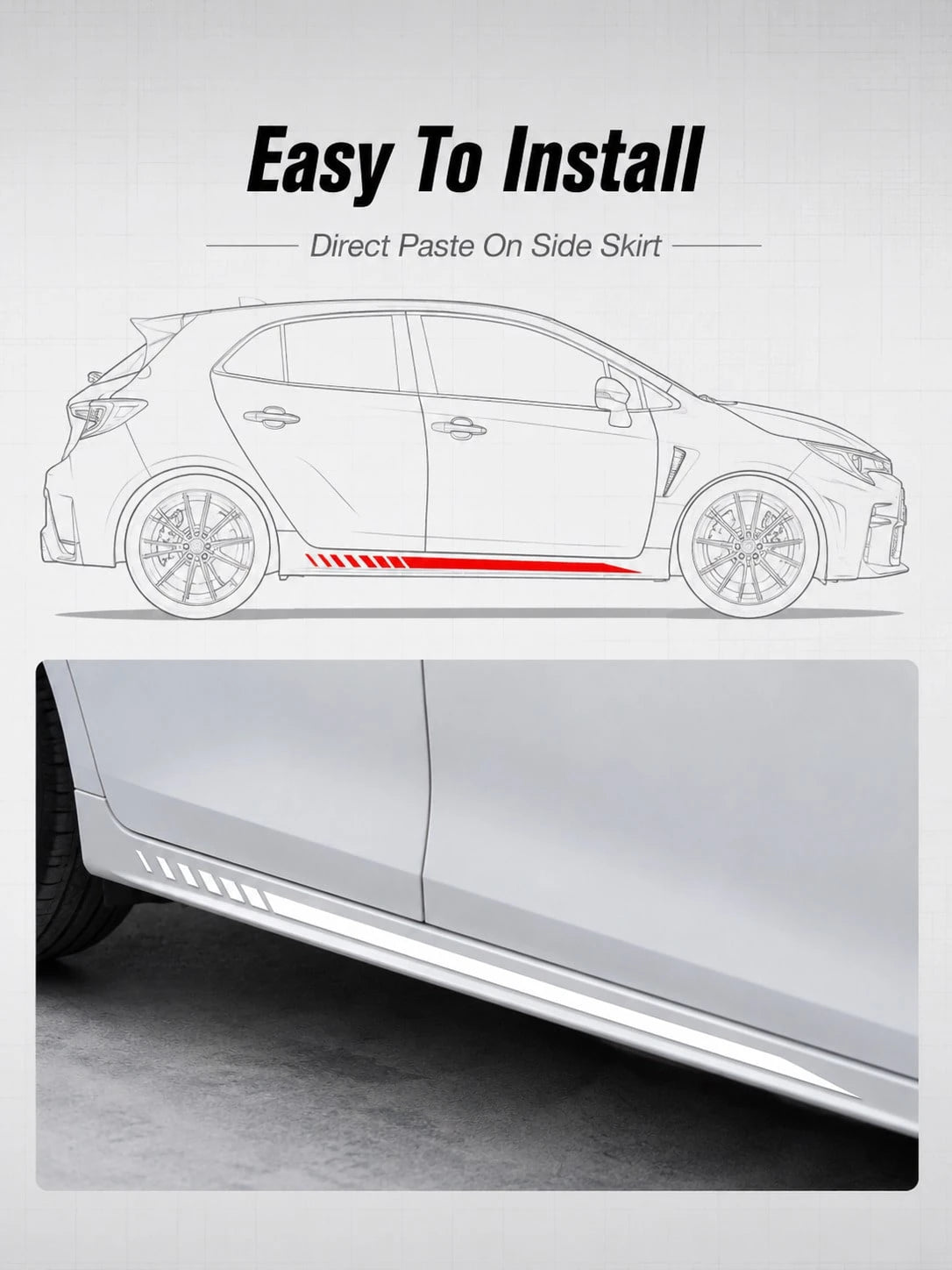 2pcs Car Stickers, Car Side Skirt Decals, Racing Stripe Stickers, High-End Multi-Color Options; Waterproof And Not Easy To Fall Off, Sunscreen Does Not Fade, Effectively Block Scratches; Suitable For