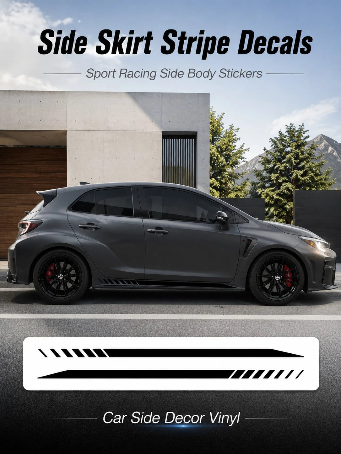 2pcs Car Stickers, Car Side Skirt Decals, Racing Stripe Stickers, High-End Multi-Color Options; Waterproof And Not Easy To Fall Off, Sunscreen Does Not Fade, Effectively Block Scratches; Suitable For