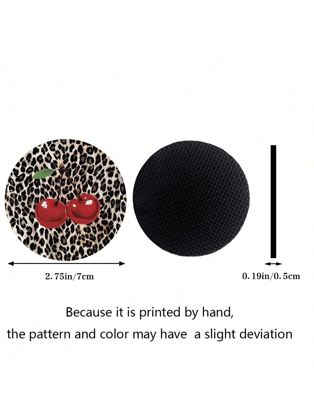 2pcs Cherry Leopard Pattern Absorbent Car Cup Coaster Stylish & Durable Fast-Drying Non-Slip Car Cup Mat