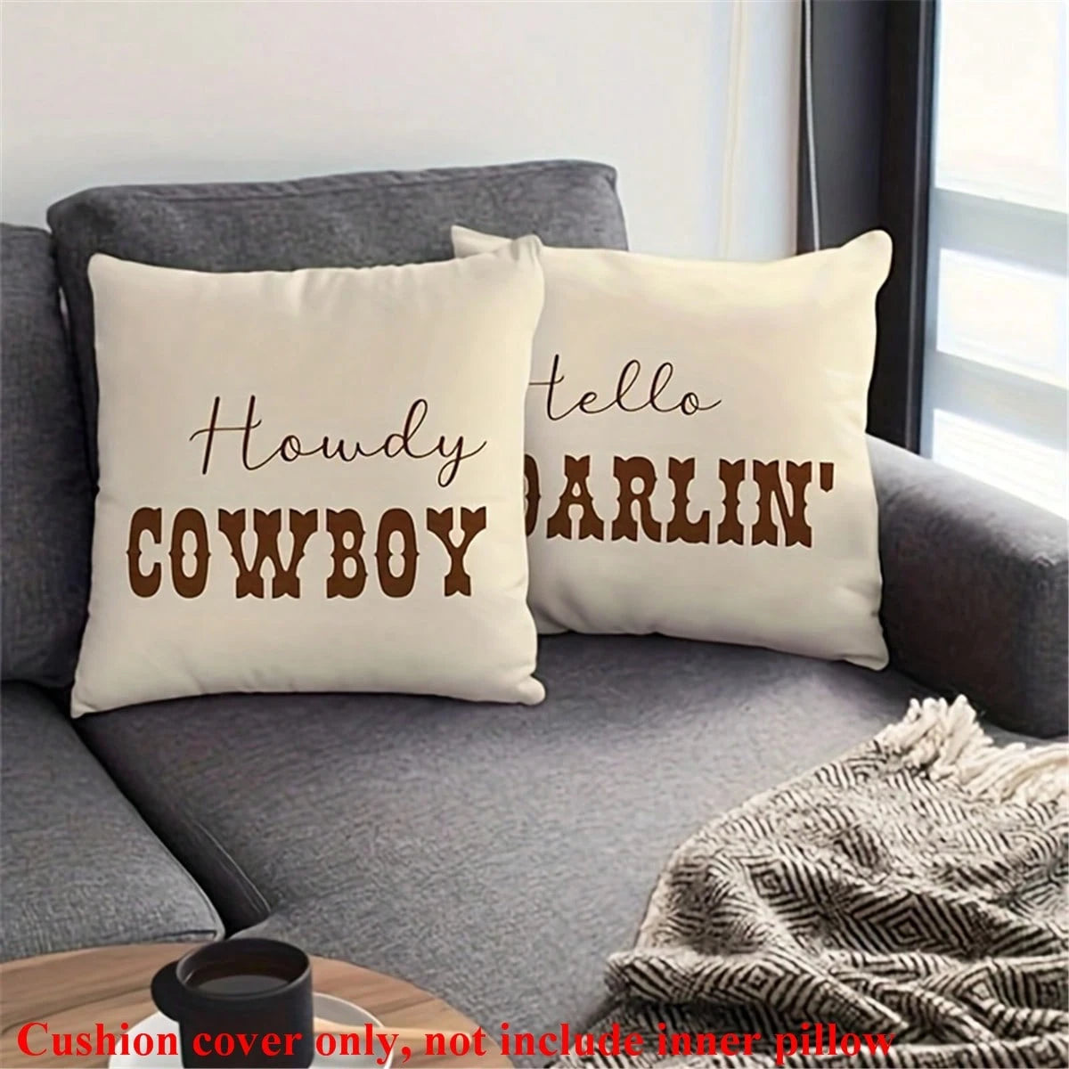 2pcs Country Style Western Cowhide Print Pillowcase, 45x45cm, Single-Sided Printing, Zipper Closure, Machine Washable, Polyester Decorative Cushion Cover, Suitable For Various Room Types Decorative Pi
