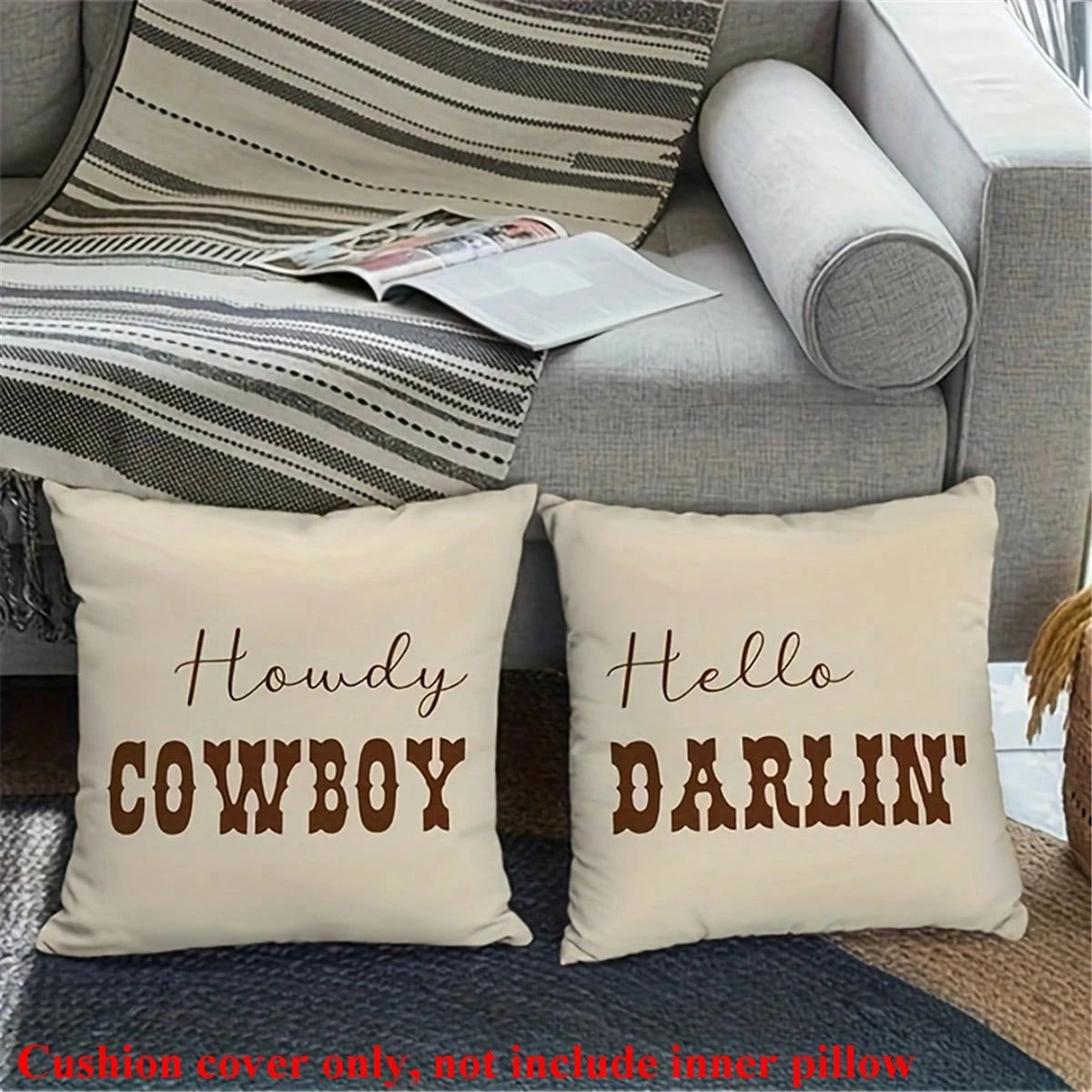 2pcs Country Style Western Cowhide Print Pillowcase, 45x45cm, Single-Sided Printing, Zipper Closure, Machine Washable, Polyester Decorative Cushion Cover, Suitable For Various Room Types Decorative Pi