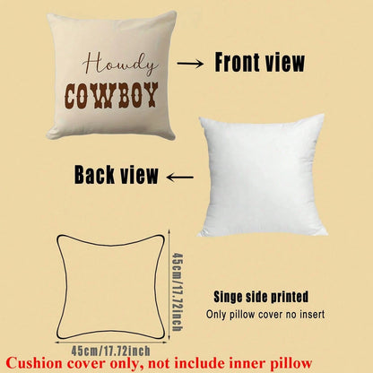 2pcs Country Style Western Cowhide Print Pillowcase, 45x45cm, Single-Sided Printing, Zipper Closure, Machine Washable, Polyester Decorative Cushion Cover, Suitable For Various Room Types Decorative Pi