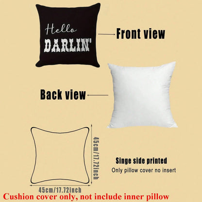 2pcs Country Style Western Cowhide Print Pillowcase, 45x45cm, Single-Sided Printing, Zipper Closure, Machine Washable, Polyester Decorative Cushion Cover, Suitable For Various Room Types Decorative Pi