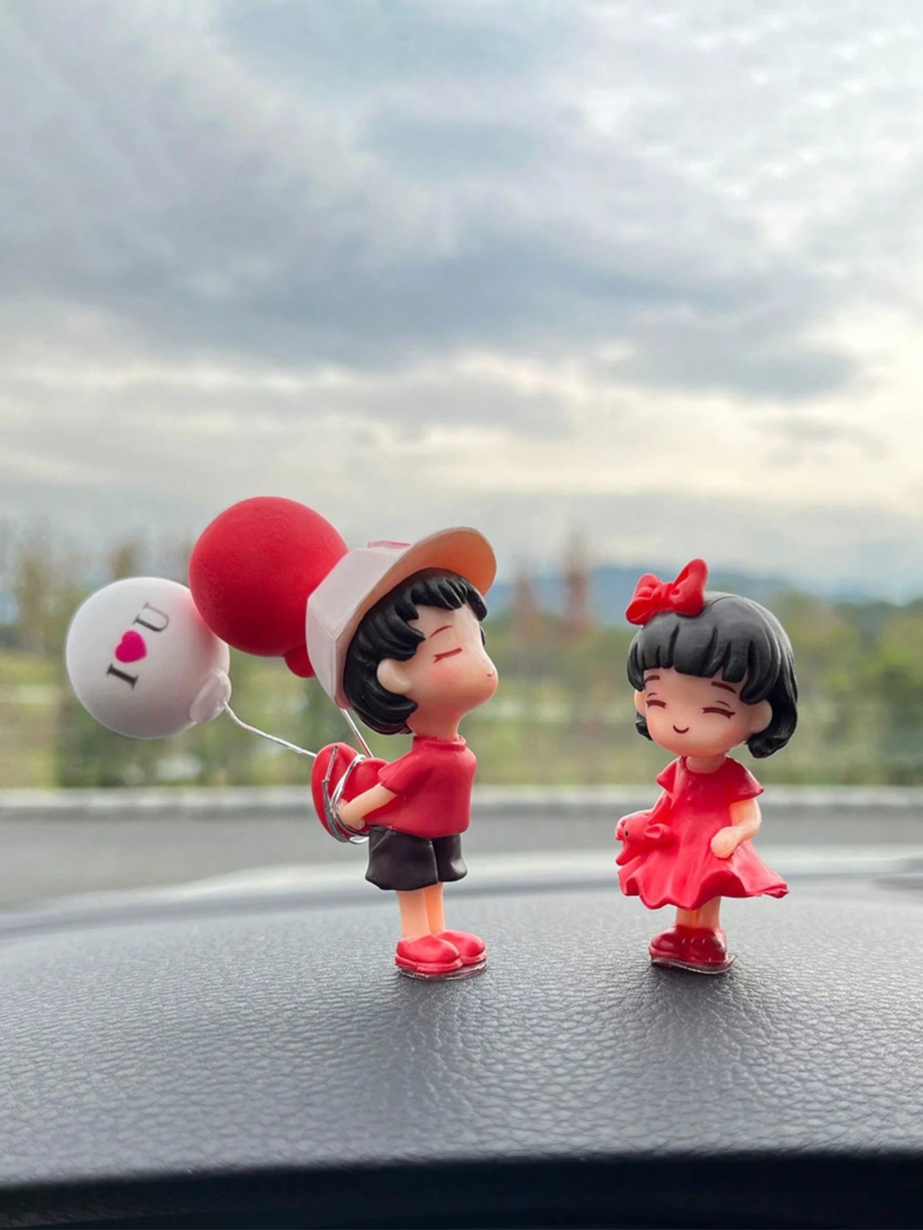 2pcs Cute Couple Doll Car Interior Decorations, For Dashboard, Air Vent, Display Screen
