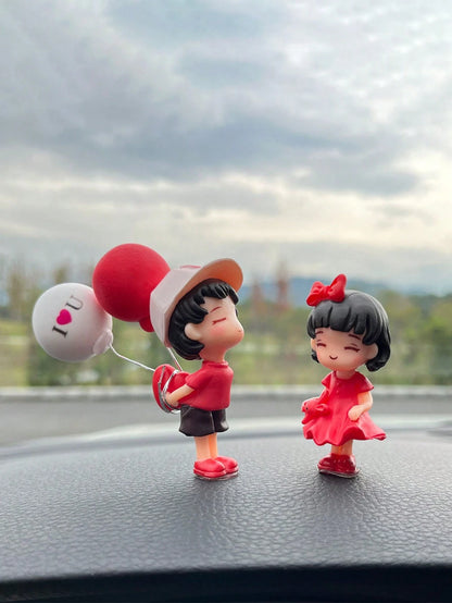 2pcs Cute Couple Doll Car Interior Decorations, For Dashboard, Air Vent, Display Screen