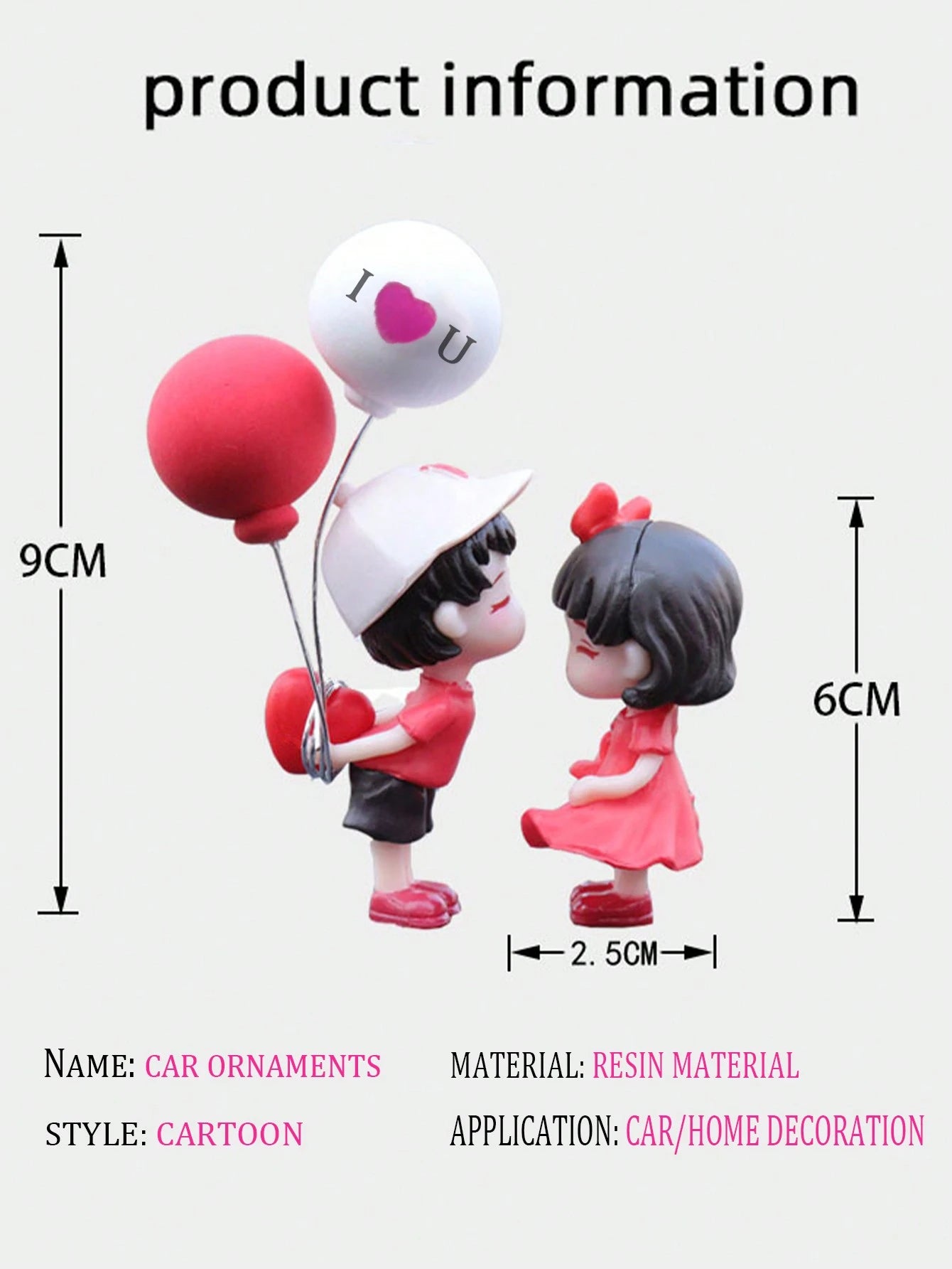 2pcs Cute Couple Doll Car Interior Decorations, For Dashboard, Air Vent, Display Screen