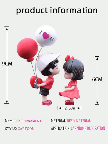2pcs Cute Couple Doll Car Interior Decorations, For Dashboard, Air Vent, Display Screen