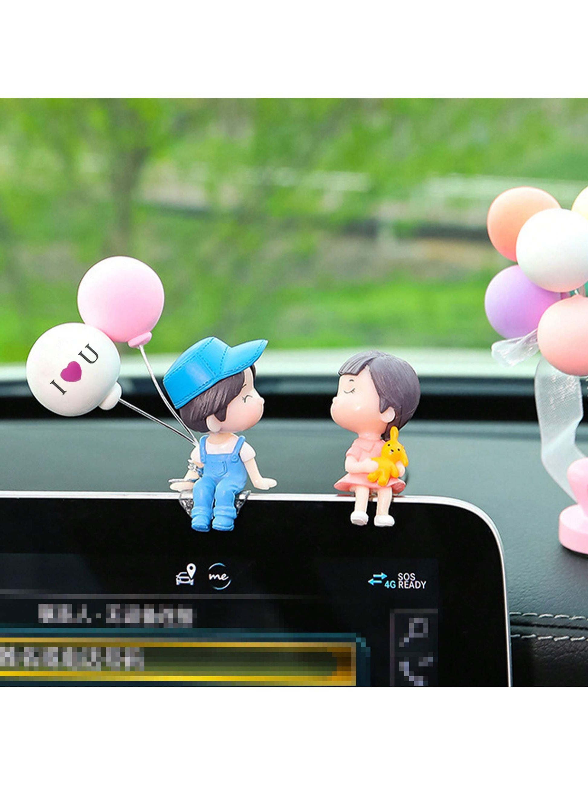 2pcs Cute Couple Doll Car Interior Decorations, For Dashboard, Air Vent, Display Screen